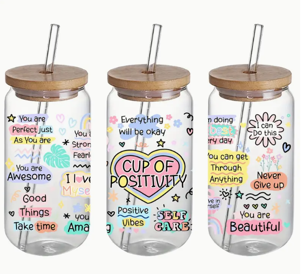 Dog glass tumbler & Straw