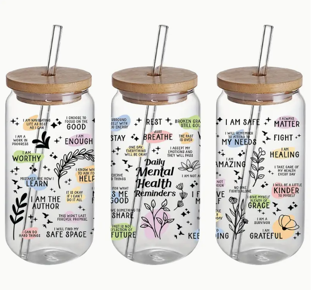 Dog glass tumbler & Straw